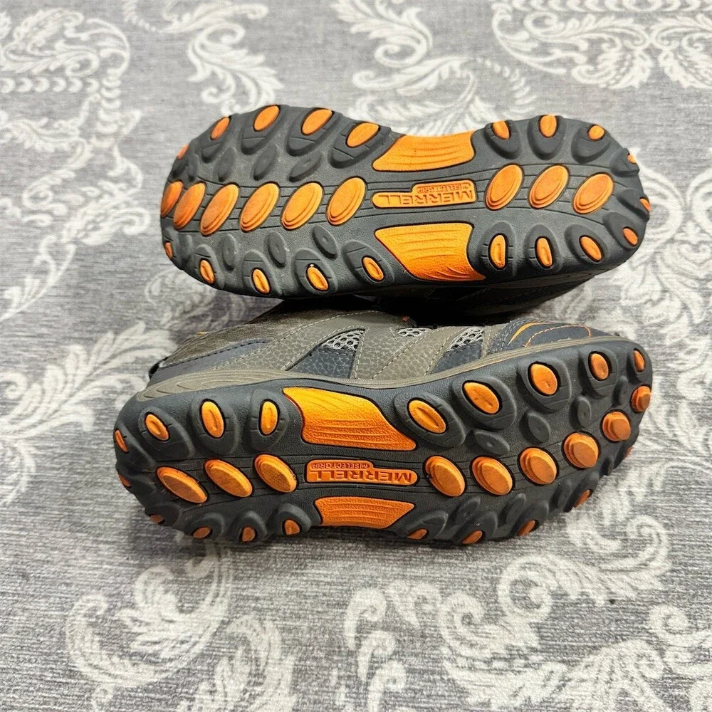 Merrell Trail Chaser Boys Hiking Trail Sneakers Gray Orange Hook & Loop